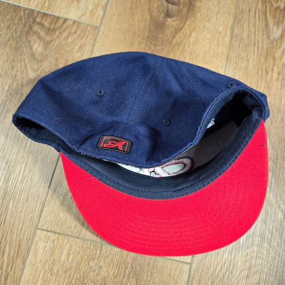 Atlanta Braves Pit Bull Fitted Hat Cap Size XL Embroidered Script A Black Red - Picture 2 of 3